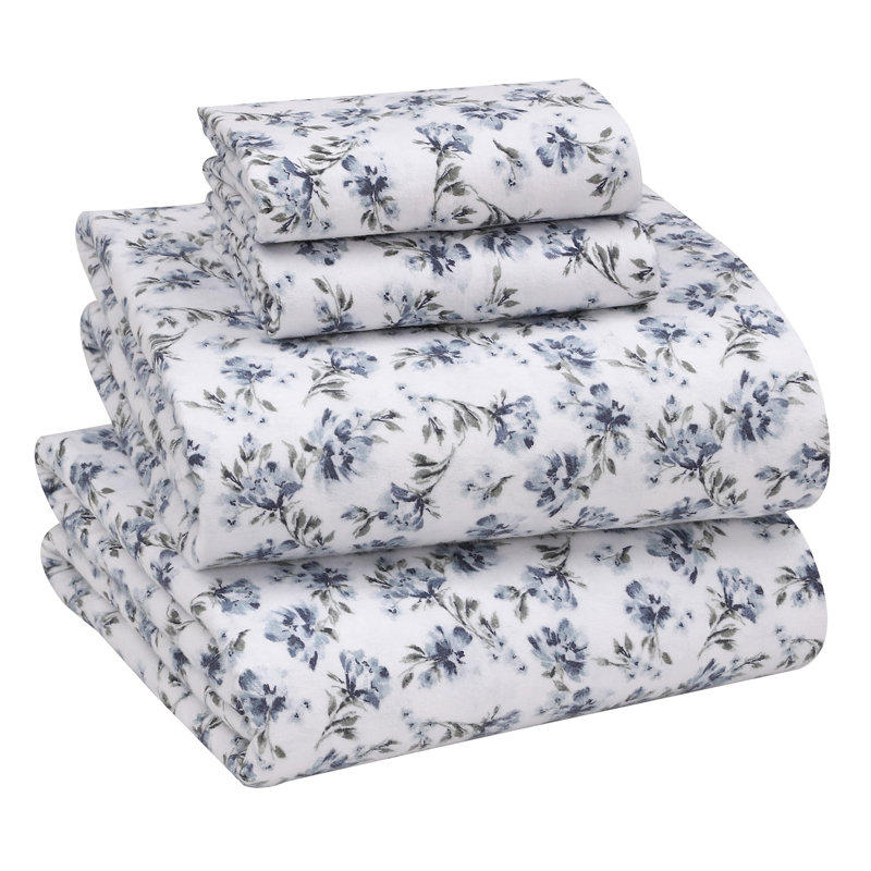 Ensemble de draps en flanelle 100% coton, 4 pièces, draps d'automne chauds et douillets de 16 po, Perri Me / Floral