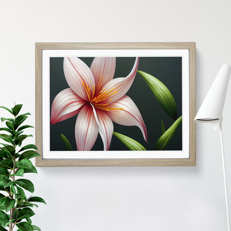 Futuristic Lily Flower Vol.4 - Single Picture Frame Print, Oak Framed, 34cm H x 46cm W x 2cm D