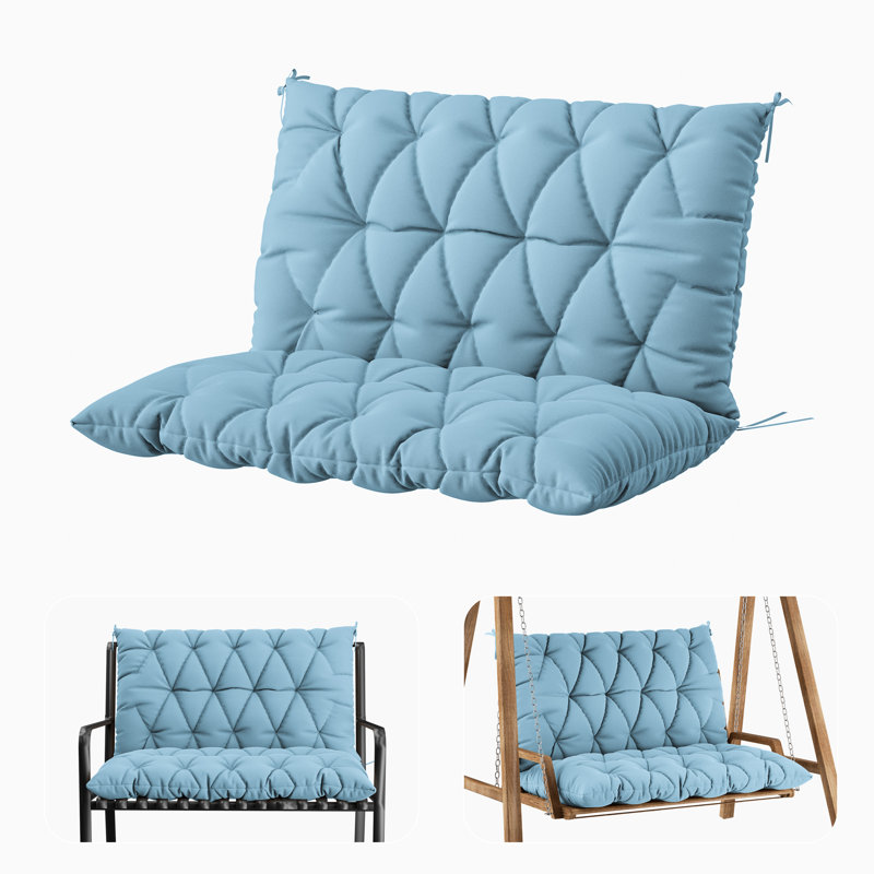 Coussin de banc d'extérieur Wynee, L 47,2 po x P 20 po, Bleu clair