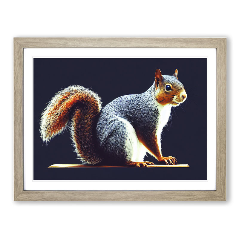Squirrel Portrait - Single Picture Frame Print, Oak, 34cm H x 46cm W x 2cm D
