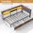 Twin Corner Bed Frame with Upholstered Headboard and LED Lights,Daybed with 2 Storage Drawers,Charging Station and Storage Bookcase-66733065-66733064