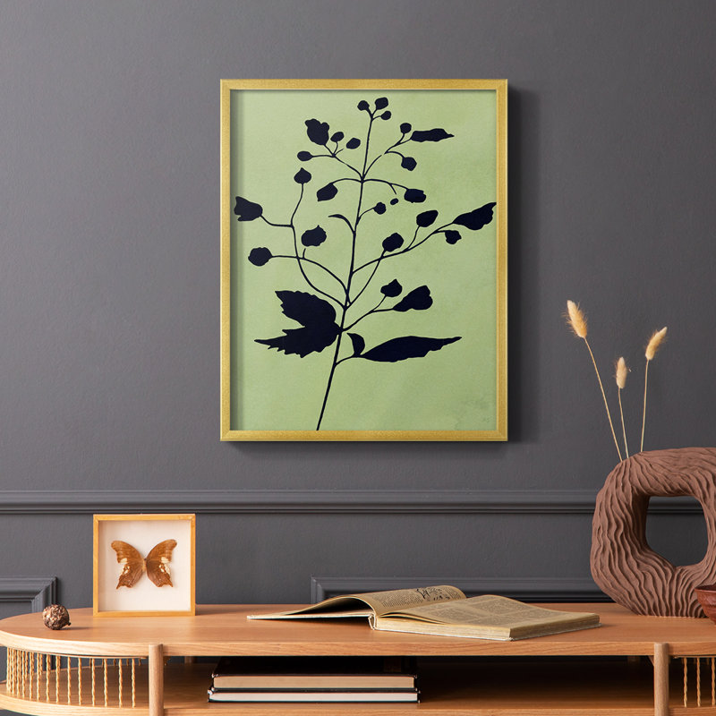 Earthly Botanical II, reproduction encadrée - bois massif, Or, H 14 po x l 11 po