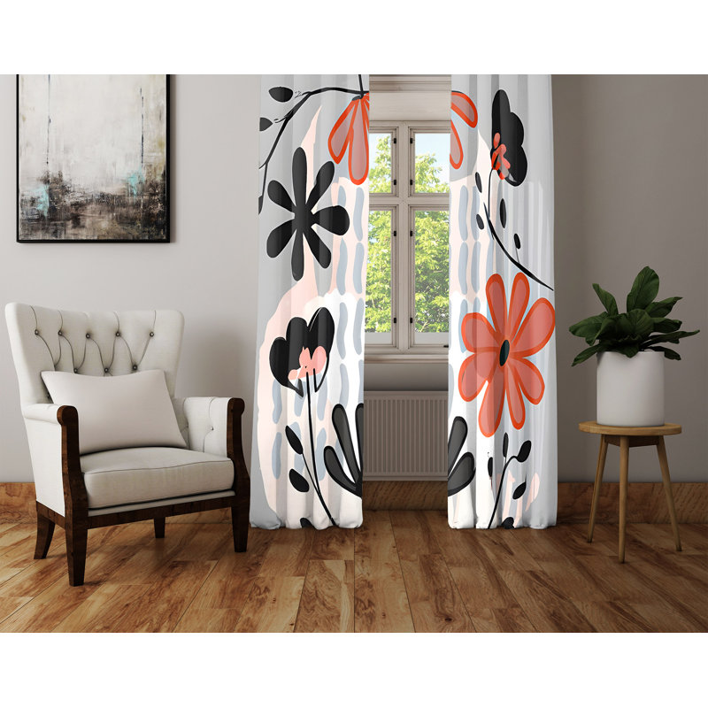 Amdrea Semi Sheer Curtain Panel Pair, 40" W x 82" L