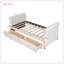 Lit de jour simple tapissier avec tiroirs, support en lattes de bois