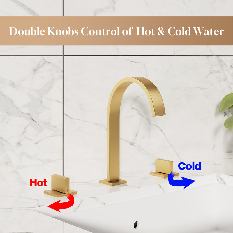Casainc Widespread 2-handle Bathroom Faucet, Brushed Gold