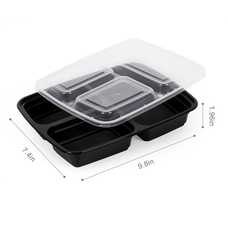 Disposable A7 triple compartment lunch box-50pcs set
