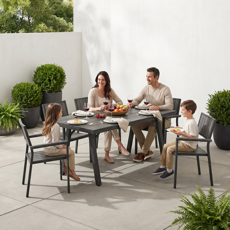 Chamblee Nika Outdoor 5-Piece Dining Set, Aluminum Alloy,Suitable For Patio Gatherings, Gray, 4