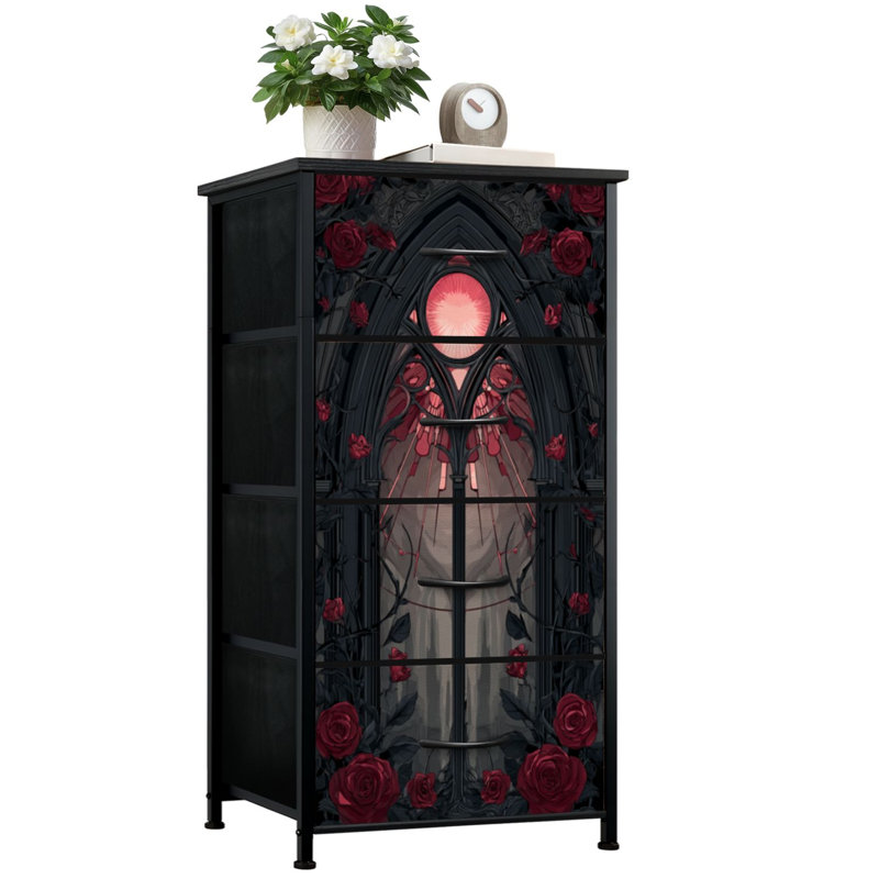 Commode 4 tiroirs à rangement vertical avec tiroirs en tissu de style victorien baroque gothique et romain