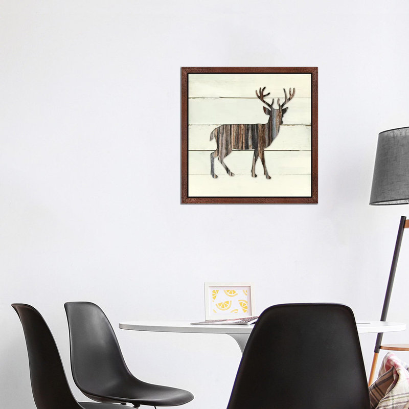 Woodland Deer by Carol Robinson - Floater Frame Print on Canvas, 93.98 cm H x 93.98 cm W, Brown