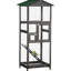 Volière 65 "pour perroquets et perroquets, en bois gris, avec 2 portes, plateau coulissant, perroquets en bois protégés, perruches - volière, vers éléments, plateau