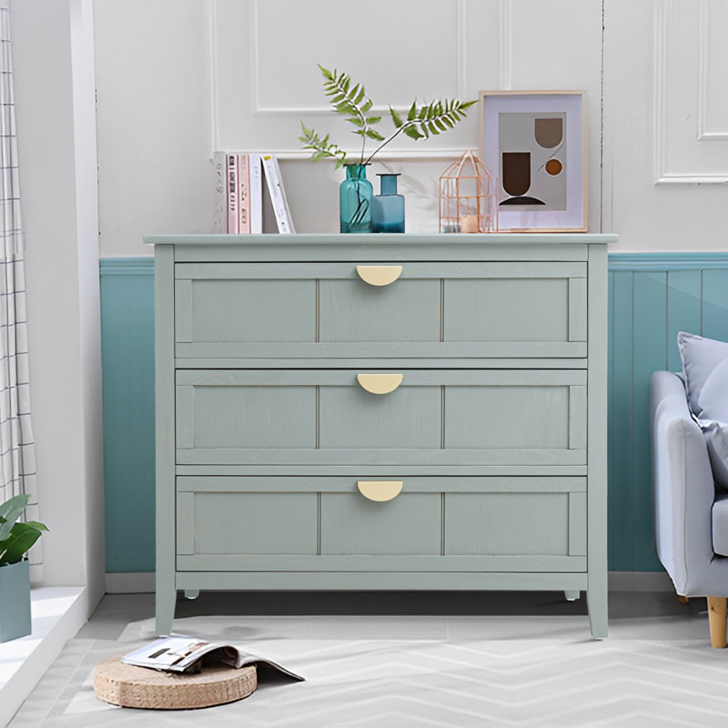 Commode 3 tiroirs Junious, Vert clair