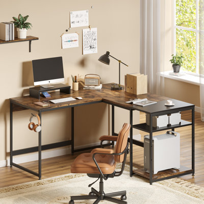 Bureau d'ordinateur en L réversible avec bureau en coin