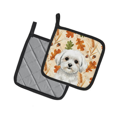 Maltese Heirloom Fall Pair of Pot Holders