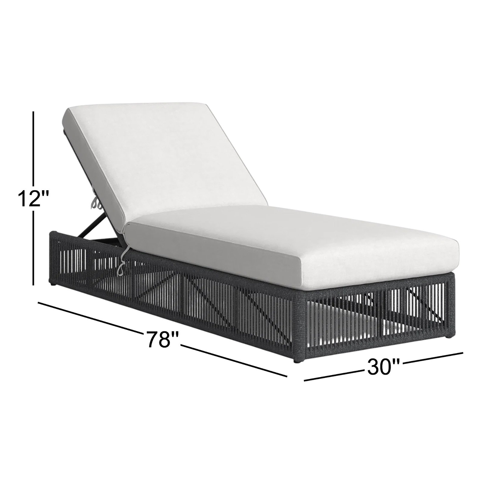 78.25'' Outdoor Olefin Rope Chaise Lounge, Echo Ash Sunbrella®