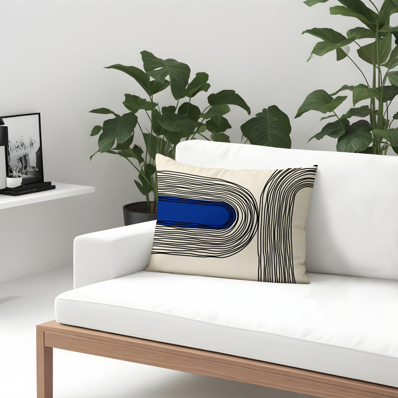 Cassie Abstract Outdoor Reversible Throw Pillow, Navy Blue, 18"H x 25"W