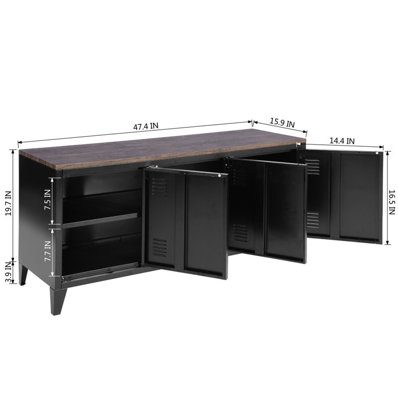 Coutee Unfinished Sideboard with Fireplace Included, 120.5cm, Grey