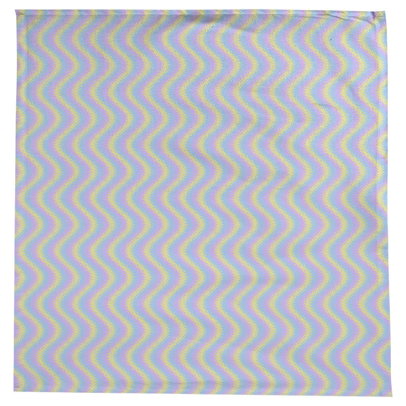 Nappe carrée à chevrons en coton à chevron 100%, Mauve / jaune pastel