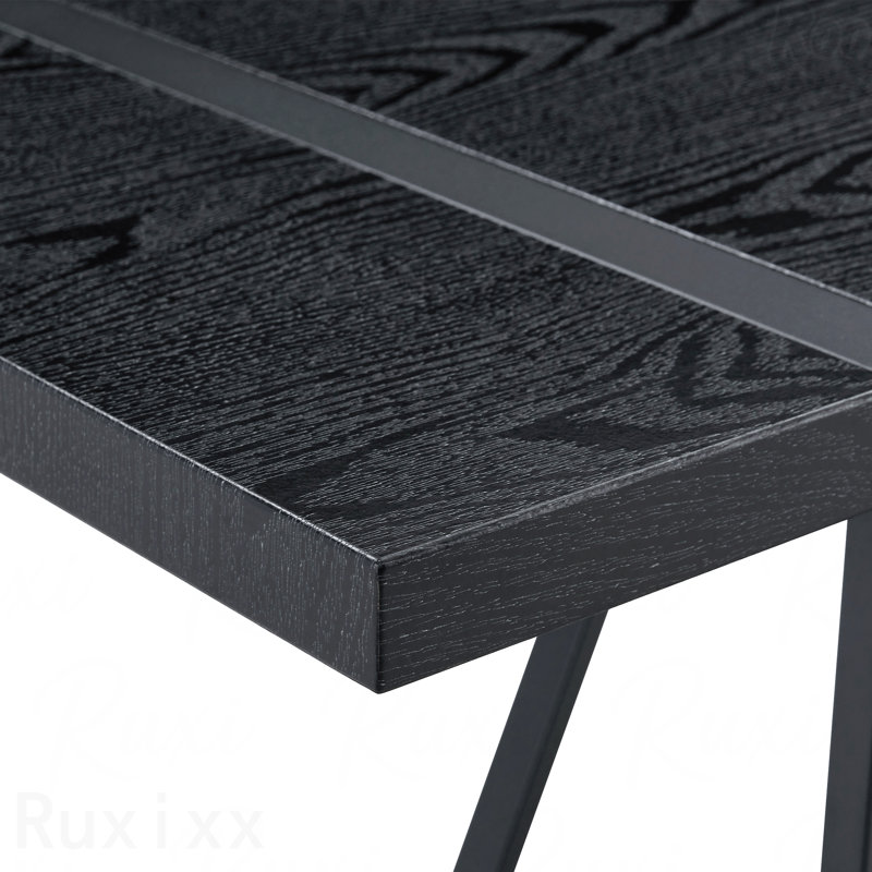Table de salle à manger rectangulaire de 55 pouces avec plateau en MDF texturé noir