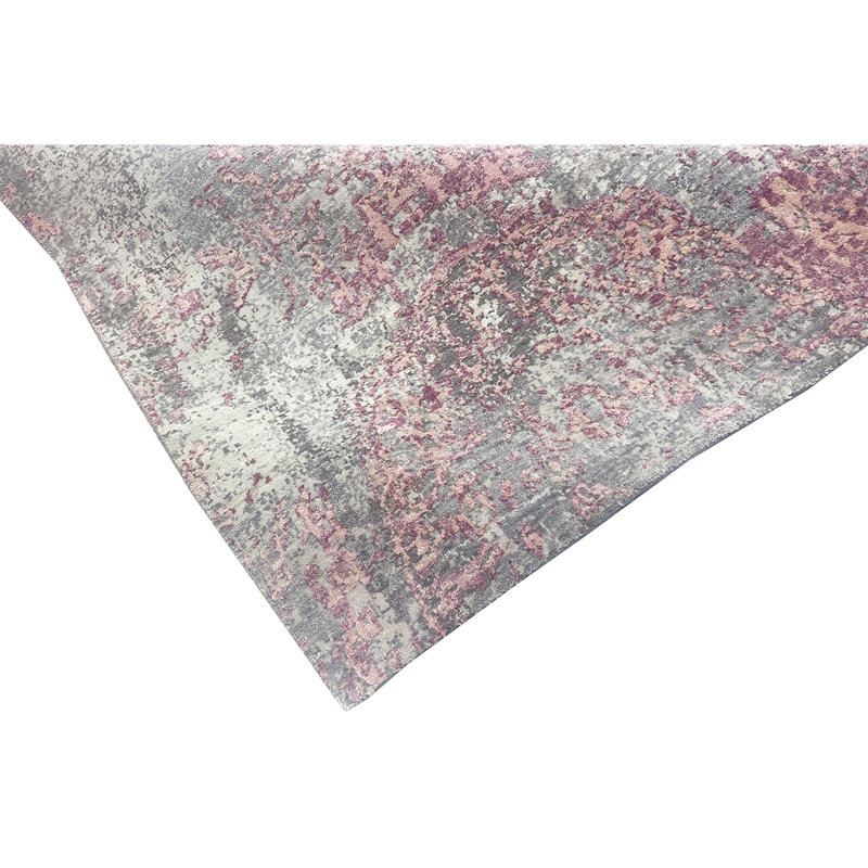 Abstract Area Rug in Gray/Pink, Rectangle 5' x 8'