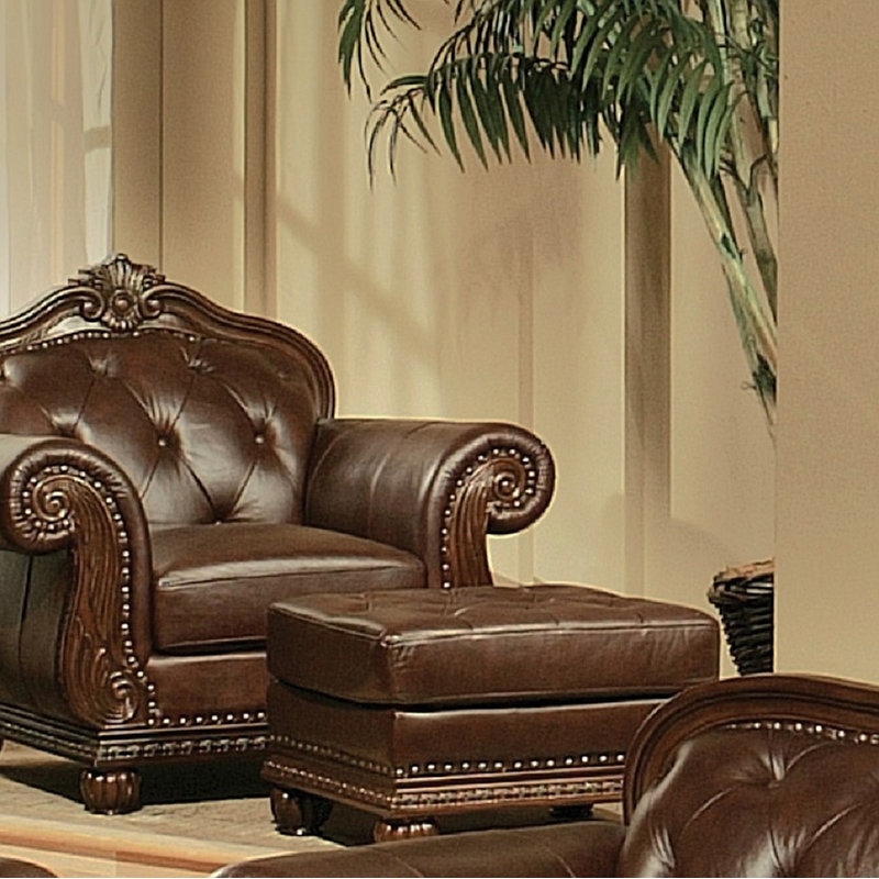 Espresso And Cherry Tufted Ottoman