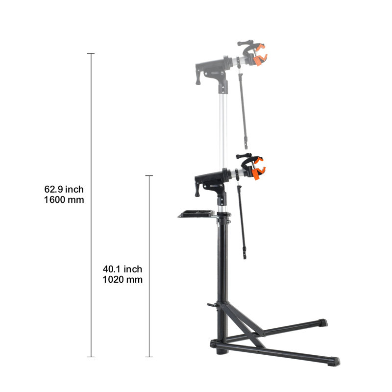 Support de réparation de vélo en aluminium robuste avec plateau à outils magnétique - hauteur réglable et pince rotative à 360 ° pour l'entretien de la maison
