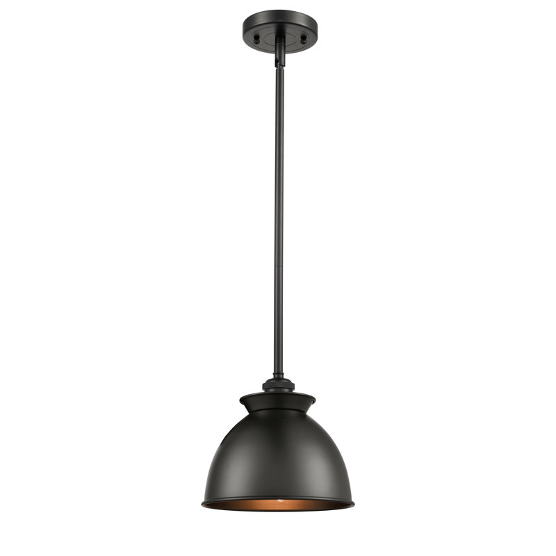 Luminaire suspendu en forme de dôme à 1 lumière Arev, Ampoule non incluse, Noir mat, Noir mat
