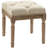 16" Vintage Ottoman, Tufted Foot Stool With Upholstered Seat, Rustic Wood Legs-640566371
