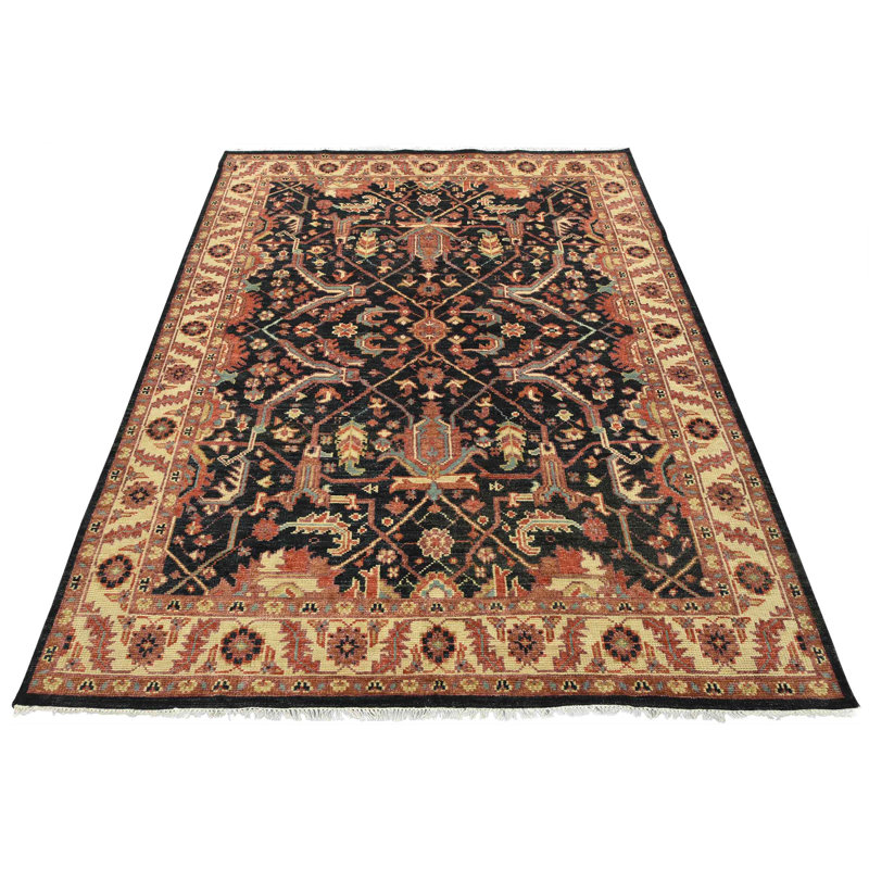 Tapis bleu nouvel âge en laine 8 pi 2 po x 10 pi 1 po Grishilda