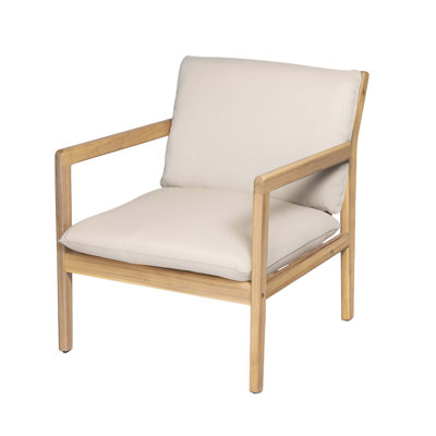Ensemble de fauteuils d'extérieur contemporains en bois d'acacia avec coussins moelleux