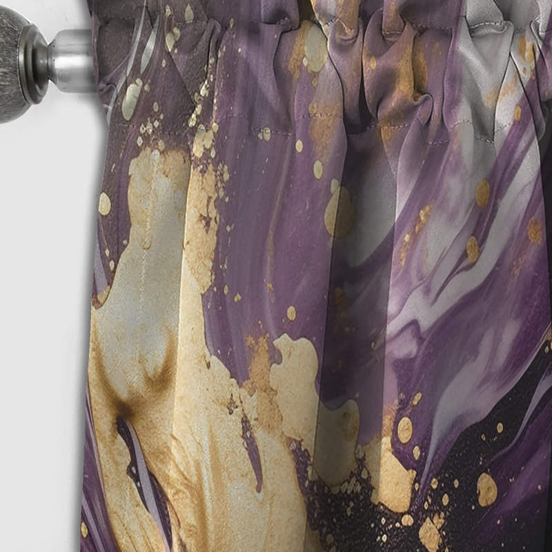 Purple And Gold Liquid Magic I - Modern Blackout Abstract Curtain - 1 Panel, 52" W x 95" L