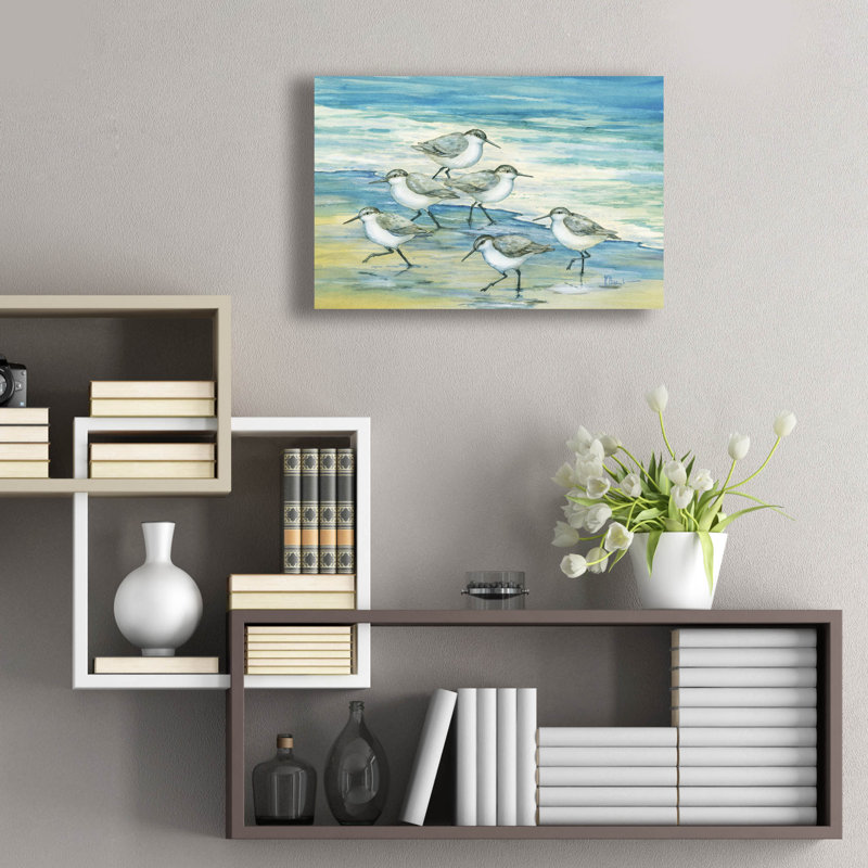 «Surfside Sandpipers» par Paul Brent, art mural en verre acrylique, H 16 po x l 24 po x P 0,2 po