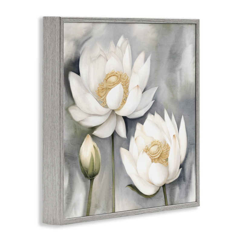 Lotus blanc sur estampe numérique par Kim Allen, Estampe numérique Farmhouse, H 24 po x l 24 po