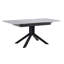 Table de salle à manger rectangulaire moderne avec plateau en panneau de fibres à densité moyenne peint gris clair et pieds en métal géométriques robustes, table de cuisine contemporaine pour la salle à manger, le bureau ou les petits espaces (marbre gris clair, 1 table)