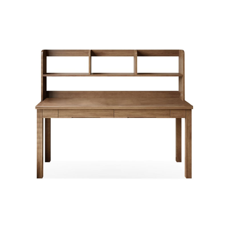 Bureau entièrement en bois massif avec tiroirs et bureau à bibliothèque, H 53,15 po x l 62,99 po x P 23,62 po