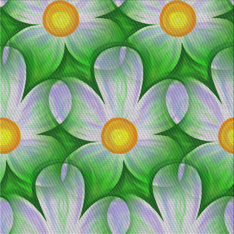 Tapis vert/orange à motifs, Carré 4 pi