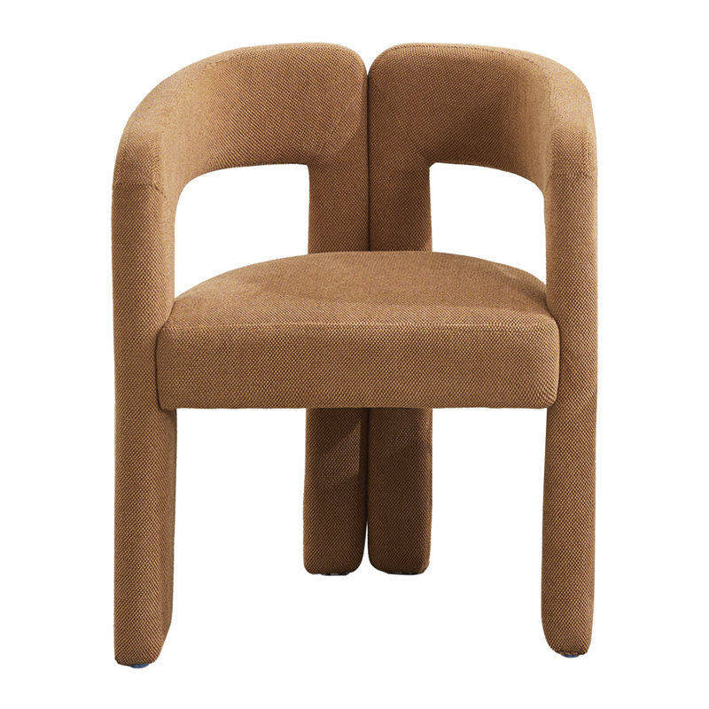 Modern Upholstered Dining Arm Chair, Solid Wood Frame, Brown