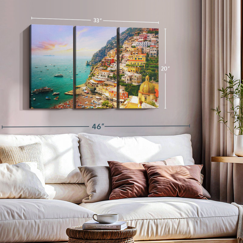«Bustling Village Of Positano» sur, H 20 po x l 33 po