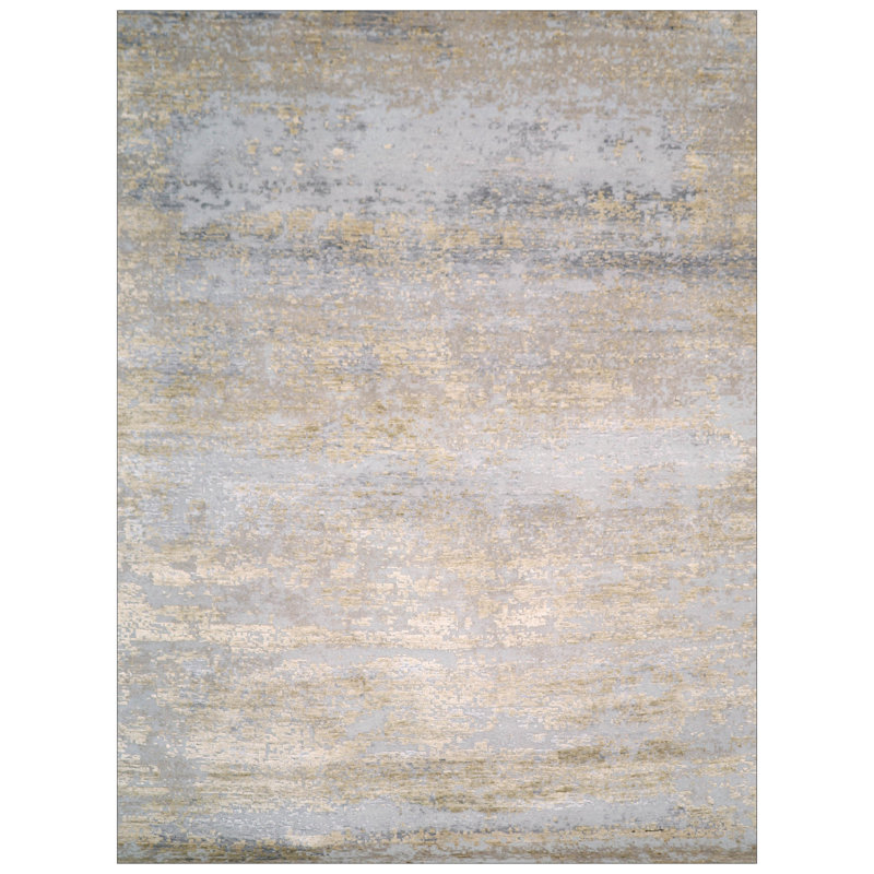 Tapis unique en frêne / or 9 pi x 12 pi One-of-a-Kind