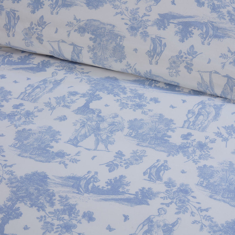 Toile Blue 100% Cotton Duvet Set    , Kingsize