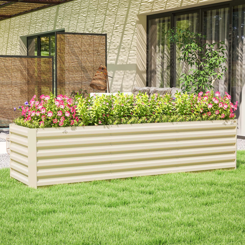 Lit de jardin surélevé en métal Evelin, 22.25" H x 94" W x 23.5" D, Cream, 1