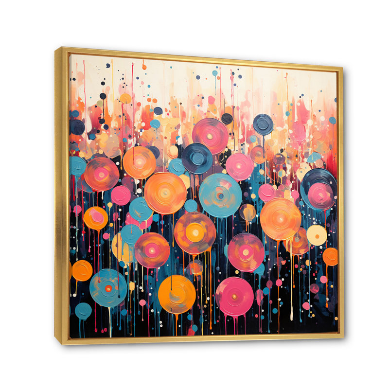 Impression sur toile, disque vinyle Rhapsody III, H 30 po x l 30 po x P 1 po, Cadre flottant doré