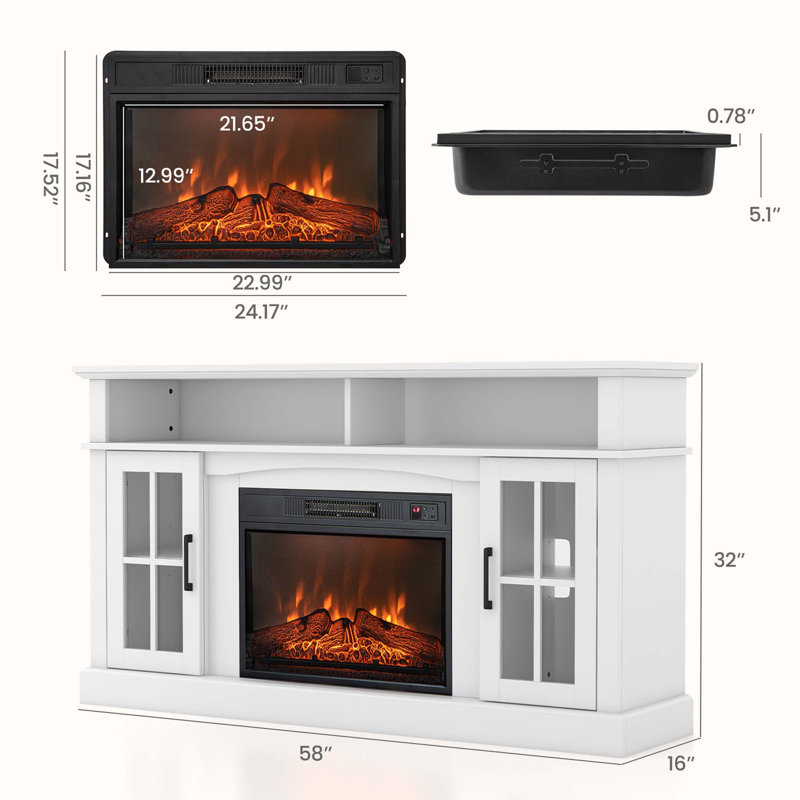 Sangam Unfinished TV Stand for TVs up to 65" with Fireplace Included