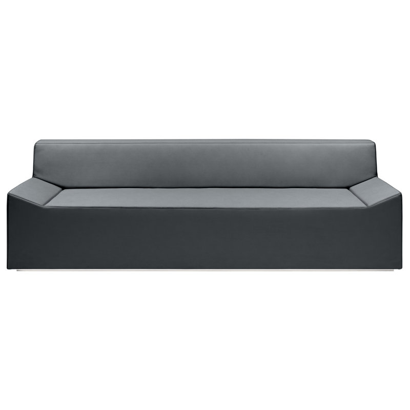 Couchoid Leather Sofa, Slate Genuine Leather, 28" H x 75" W x 34" D