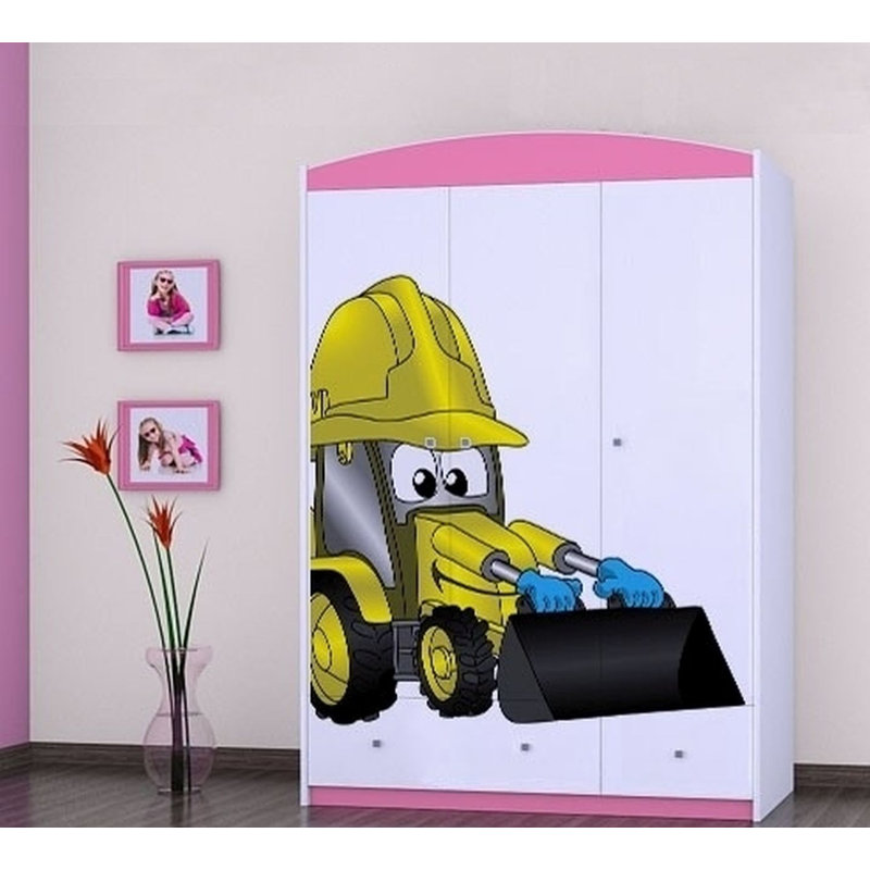 Artin 3 Door Wardrobe, Pink