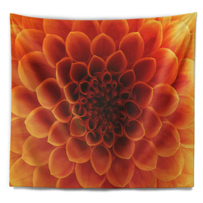Tapisserie florale grande fleur jaune foncé et pétales