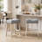 Upholstered Counter Height Stools - Saddle Seat, White-Washed Finish, Set of 2