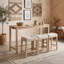 Ensemble de table de bar rectangulaire en bois avec 3 tabourets rembourrés et ports de chargement-1896850241