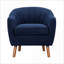 Fauteuil d'appoint Mid-Century moderne pour adultes, dossier en chenille bleu royal avec surpiqûres en chenille, pieds de salon en bois de noyer massif brun