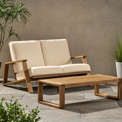 Elegant Garden Seating And Table - Beige, Weather- Fabrics Outdoor Entertainment Delight Coffee Table,