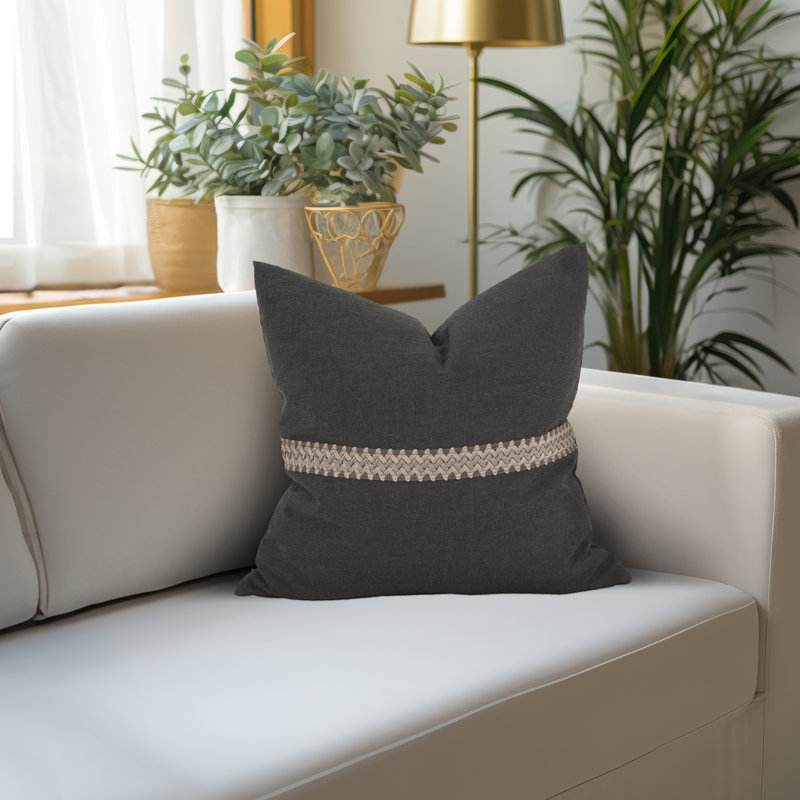 Coussin décoratif, 24 po x 24 po, Anthracite
